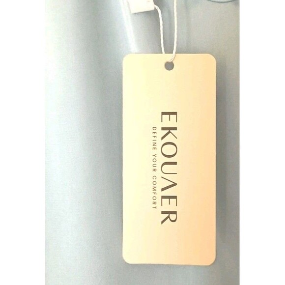 Ekouaer Satin Slip Dress Sz Small Blue Pleated Nightgown Loose Ok Oversized New - Picture 5 of 7